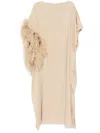 Ferragamo Faux-fur Detail Dress In Neutrals