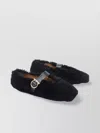 Ferragamo Gancini Ornamental Ballet Flats In Shearling In Black