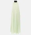 Ferragamo Woman Dress With Contrasting Collar In Sage