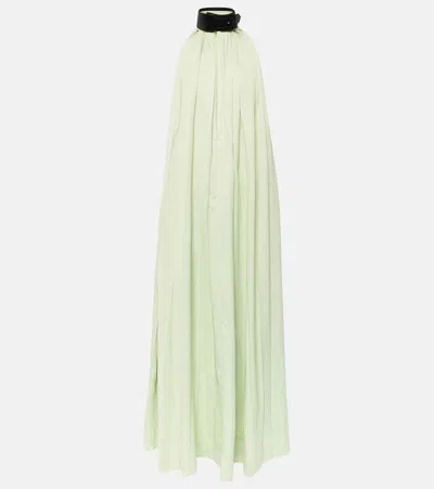Ferragamo Woman Dress With Contrasting Collar In Green