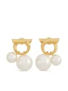 Ferragamo Faux-pearl Embellished Earrings In Gold
