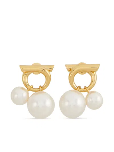 FERRAGAMO FAUX-PEARL EMBELLISHED EARRINGS