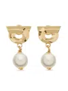 Ferragamo Gancini Pearl Drop Earrings In Gold