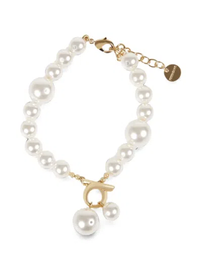 Ferragamo Gancini Pendant Pearl Bracelet In White