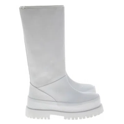 Ferragamo Fazio Leather Combat Boots In White