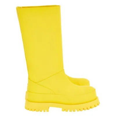 Ferragamo Fazio Leather Combat Boots In Yellow
