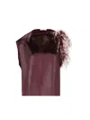 Ferragamo Asymmetric Top With Feather Bouquet In Purple