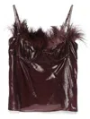 Ferragamo Feather-embellished Organza Top In Purple