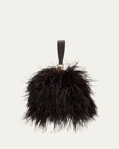 Ferragamo Feather Evening Clutch Bag In Testa Di Moro