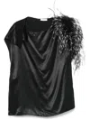 Ferragamo Asymmetrisches Oberteil Mit Federbesatz In Schwarz
