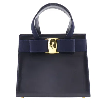 Pre-owned Ferragamo Feathers Leather Handbag () In Blue