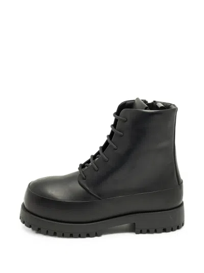 Pre-owned Ferragamo Fede Lace-up Combat Boots In Black