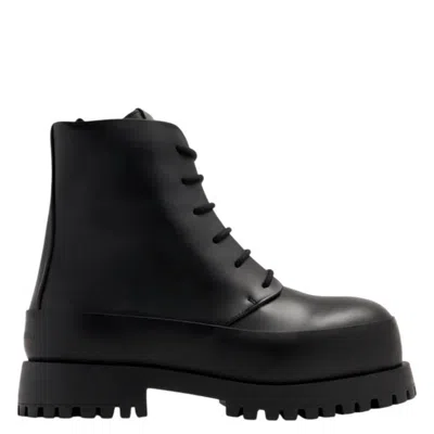 FERRAGAMO FERRAGAMO FEDE LEATHER COMBAT BOOTS