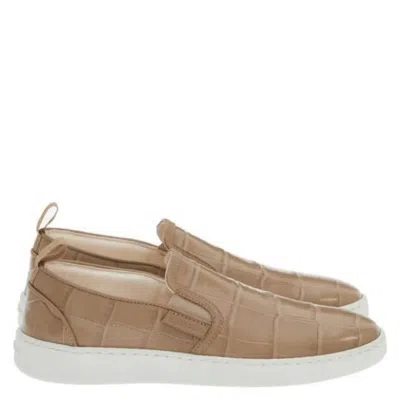 Ferragamo Fedra Croc-embossed Slip-on Sneakers In Brown