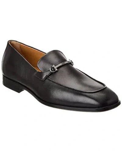 Pre-owned Ferragamo Fedro Leather Loafer Men's In Black