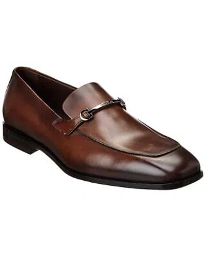 Pre-owned Ferragamo Fedro Leather Loafer Men's In Brown