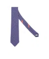 Ferragamo Feline Print Silk Tie In Blue