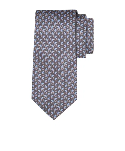 FERRAGAMO FELINE PRINT SILK TIE