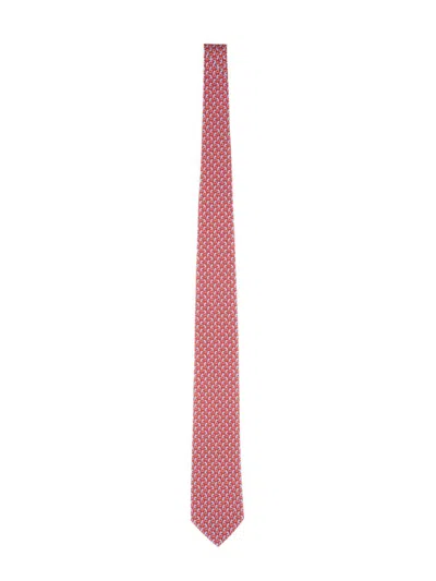 Ferragamo Patterned Slim Width Neckwear In Pink