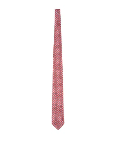 Ferragamo Patterned Slim Width Neckwear In Pink