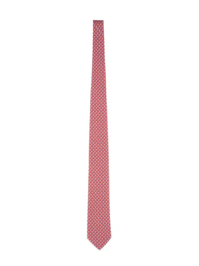 Ferragamo Patterned Slim Width Neckwear In Pink