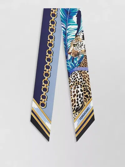 Ferragamo Feline Silk Bandeau Rectangular Hair Scarf In Multi