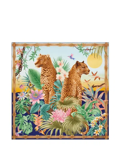 Ferragamo Felines-print Silk Scarf In Multi