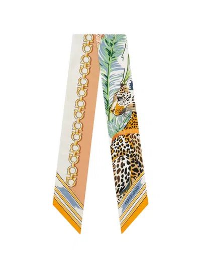 Ferragamo Mini Silk Bandeau With Animal Print In Multi