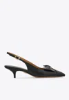 Ferragamo Felli 40 Soft Bow Slingback Pumps In Black