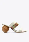 Ferragamo Fer 75 Spherical Heel Fringed Sandals In White
