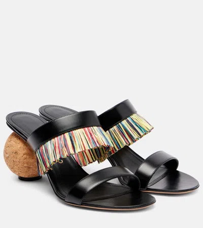 Ferragamo Fer Fringed Sandals In Black