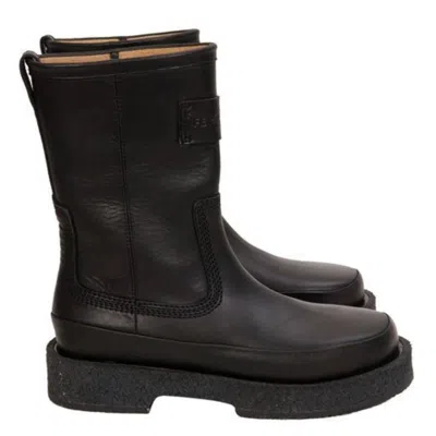 Ferragamo Ferdi Leather Boots In Black
