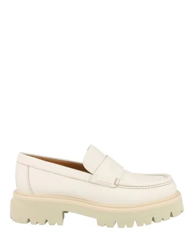 Ferragamo Fergal Leather Moccasin In White