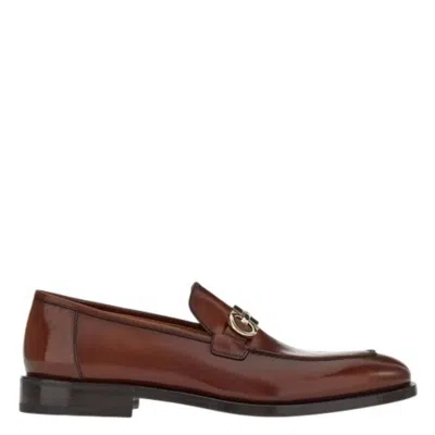 Ferragamo Ferragamao Gancini Ornament Leather Loafers In Brown