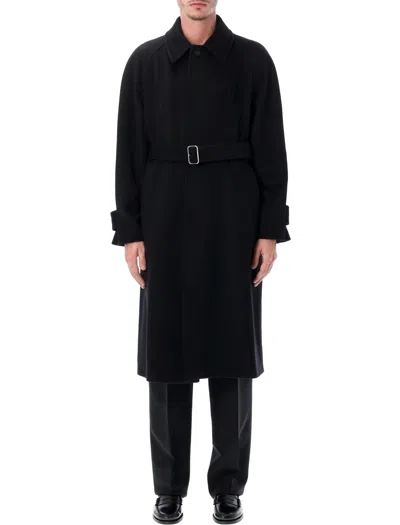 Ferragamo Black Cashmere-blend Belted Coat