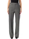 Ferragamo Trousers With Herringbone Pattern And Pockets In Gray