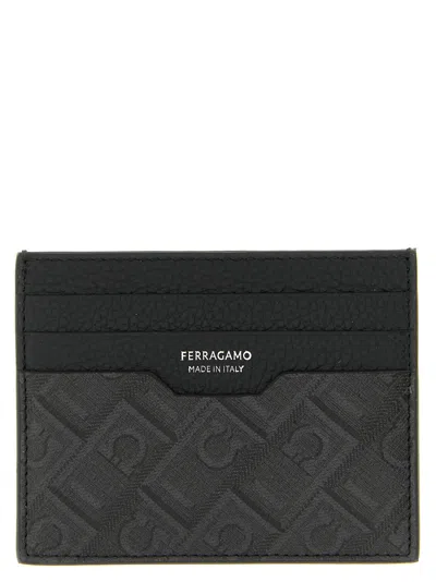 Ferragamo ' Monogram' Card Holder In Black