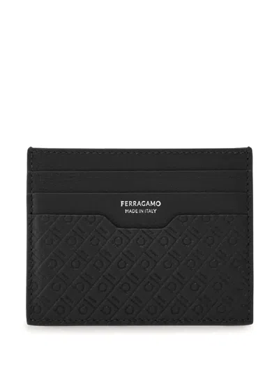 Ferragamo Monogram Card Holder In Black