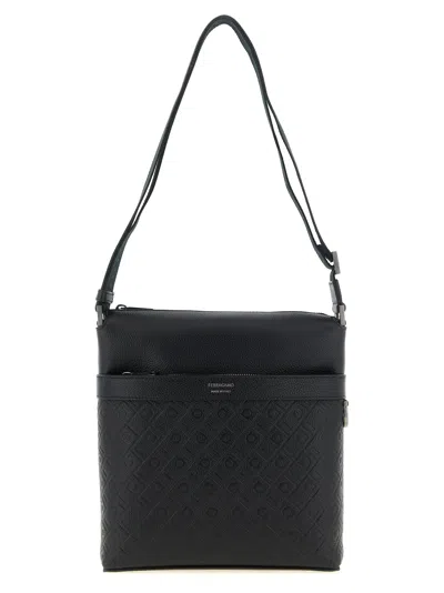 Ferragamo Embossed Monogram Calf Leather Crossbody Bag In Pattern