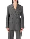 Ferragamo Herringbone Jacket With Chest And Flap Pockets In Gray