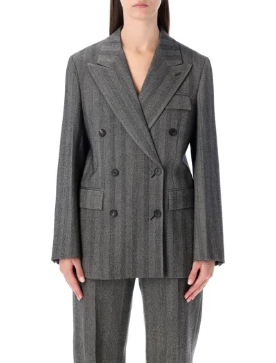 FERRAGAMO FERRAGAMO FERRAGAMO OVERSIZED DOUBLE-BREASTED CHEVRON WOOL BLAZER