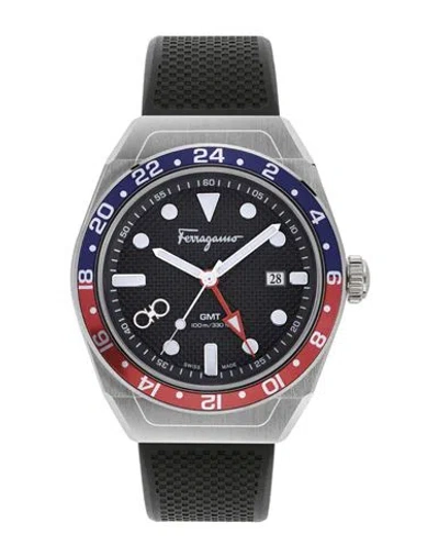 Ferragamo Slx Gmt Silicone Watch In Black