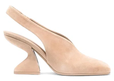 Pre-owned Ferragamo Fheel 100mm Slingback Pumps (women's) Sneakers In Beige/khaki In Brown