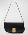 Ferragamo Fiamma Calf Leather Shoulder Bag In Nero