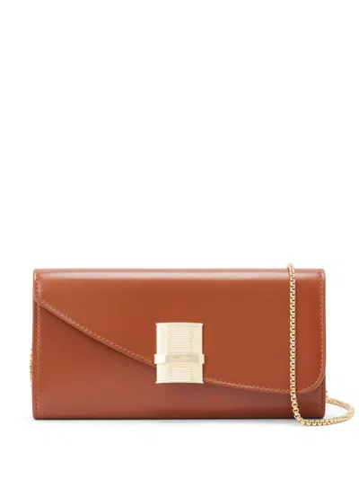 Ferragamo Fiamma Clutch In Brown