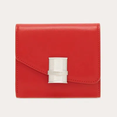Ferragamo Fiamma Compact Wallet In Red