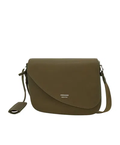 Ferragamo Fiamma Crossbody Bag In Olive Green