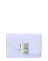 Ferragamo Fiamma Leather Card Holder In Purple