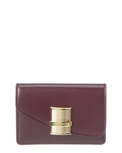Ferragamo Fiamma Leather Card Holder In Red