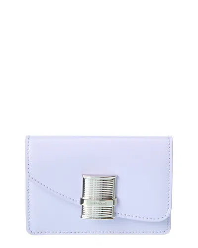 Ferragamo Fiamma Leather Card Holder In White